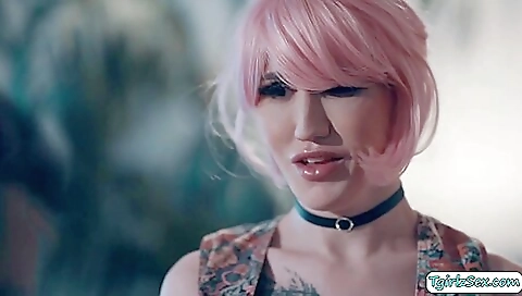 Busty shemale with a sexy ass getting anal fucked deep