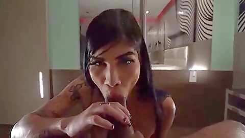 Amateur brunette 18+ gets her ass and mouth fucked