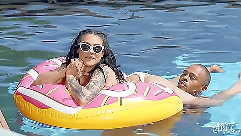 Sexy blonde teen girl with big tits is in a hot outdoor scene