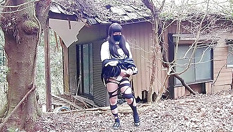 Busty brunette with a sexy ass in an abandoned house