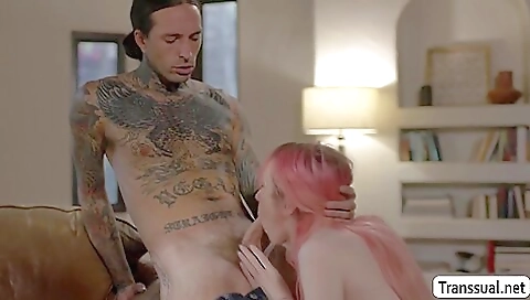 Skinny babe with nice big tits fucked in hardcore threesome